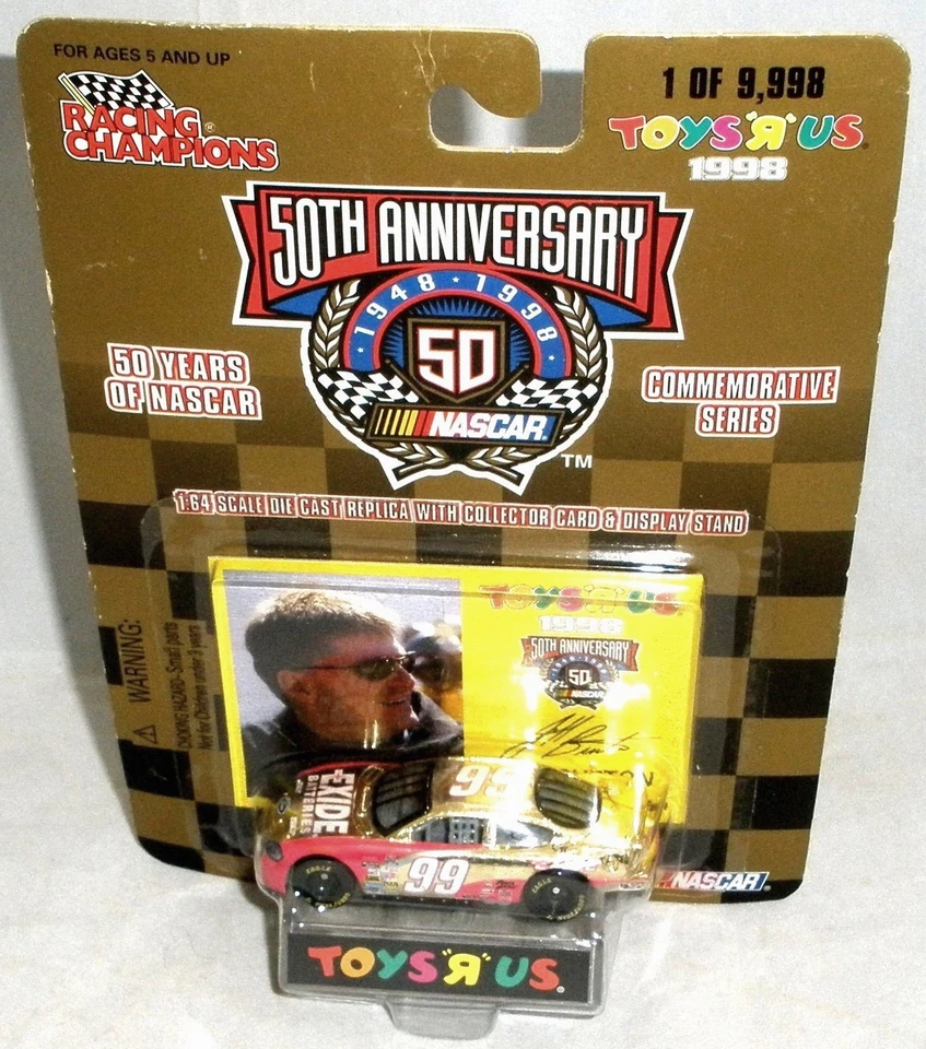 Racing Champions Bill Elliot 50th Anniversary Gold Car Toys R US 1 of 9 998