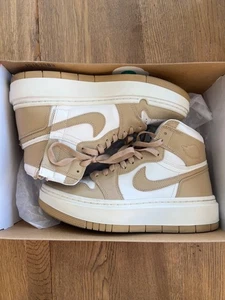 Wmns Air Jordan 1 Elevate High Sneakers Size 9 Beige & White Leather Nike Air - Picture 1 of 12