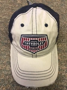 GM Licensed Chevrolet Trucks Beige Baseball Hat Red/White/Navy Grill - Picture 1 of 3
