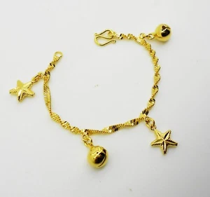 Lovely Girl Jewelry 23K 24K THAI BAHT YELLOW GOLD GP Charm Bracelet 5 inch  - Picture 1 of 2