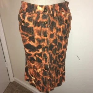Just Cavalli Orange & Black Animal Print Stretch Denim Pencil Skirt  40 - Picture 1 of 12