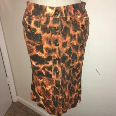 Falda lápiz de mezclilla elástica con estampado animal naranja y negro Just Cavalli 40 Foto 1 de 4
