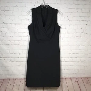 Vestido J Crew 365 negro cuello en V sin mangas talla 6 solapa con muescas envolvente sintético a medida - Imagen 1 de 6
