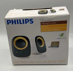 New in Box Philips SPA2210/27 Multimedia Computer Speakers 2.0 USB Rich Bass - Afbeelding 1 van 1