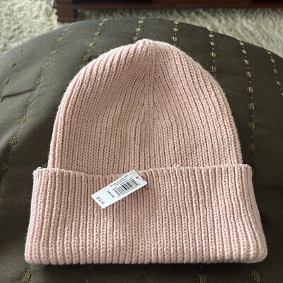 Новый с Ярлыками женская старый Toboggan зимняя шляпа Beanie ребристый розовый один размер - Изображение 1 из 3