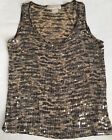 Michael Kors Blouse Size S Sleeveless Brown & Tan With Sequence