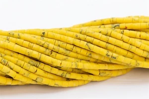 2x2MM Yellow Howlite Beads Round Tube Loose Beads 12" - Picture 1 of 3