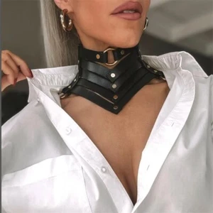 Rivets Gothic Collar Black Gothic Leather Belt Unisex Necklaces for Women Gift - Picture 1 of 6