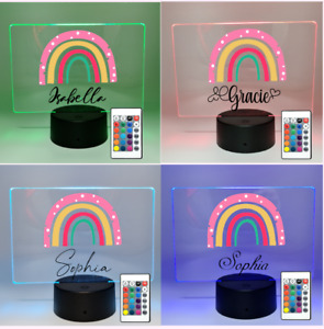 Personalised Colour Changing Rainbow Night Light, LED Remote Control Nursery