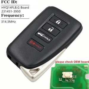 Reemplazo para LEXUS NX300 RX350 LLAVE INTELIGENTE MANDO A DISTANCIA SIN LLAVE HYQ14FLB - Imagen 1 de 4