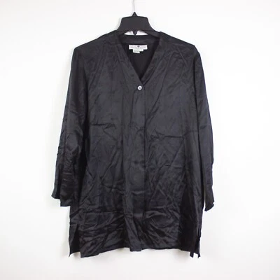 Camisa de salón vintage Saks Fifth Avenue para mujer 100 % seda para dormir S negra de gran tamaño Foto 1 de 4