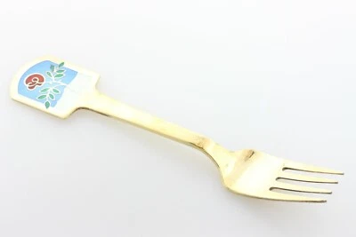 A. Michelsen Sterling Silver Denmark Enamel JULEN 1977 Gold Wash Enamel Fork - Image 1 of 4