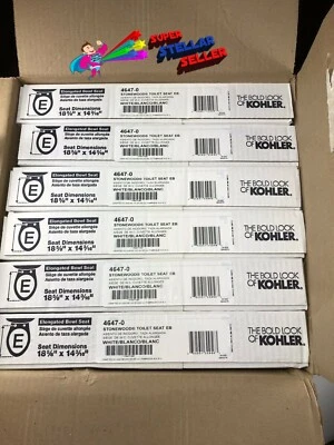 Paquete de 6 bisagras de plástico moldeadas alargadas de madera de piedra KOHLER 4647-0 asiento de inodoro Foto 1 de 4