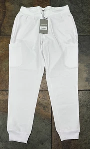 MANDALA Equa-TEK Small White Jogger No wrinkle 4 Way Stretch Scrub Pants NWT NEW - Picture 1 of 8