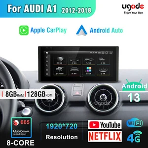 10.25" Apple CarPlay Screen For AUDI A1 Android 13 Auto Stereo Autoradio 128G - Picture 1 of 5