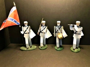 4 piece set ~ Hand Painted Tin Confederate Soldiers by Edna Oar Young - Picture 1 of 7