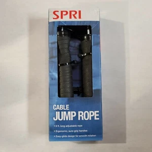 Cuerda de salto de cable de acero cubierta ajustable, negra, SPRI NUEVA.     - Imagen 1 de 4