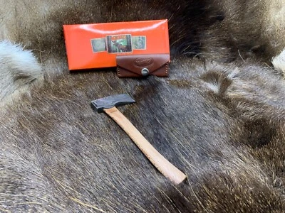 Hacha miniatura de canicas con cabeza de hacha de Damasco y funda de cuero caja como nueva Foto 1 de 4