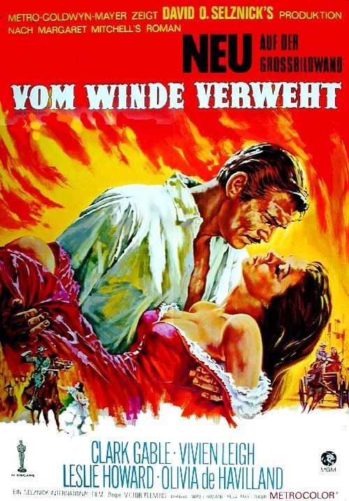  VOM WINDE VERWEHT Clark Gable Vivian Leigh Original Filmplakat MGM A1 gefaltet - Bild 1 von 1