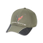 Carbon Fiber Contrast Base Ball Cap Hat With 2020 C8 Corvette Logo