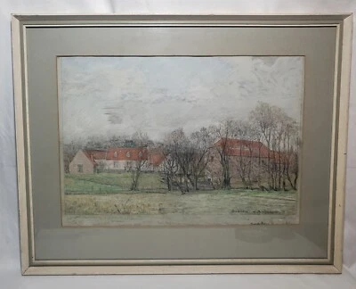 Dibujo artístico de Brucefield arquitectura edificios agricultura firmado con información adicional Foto 1 de 4