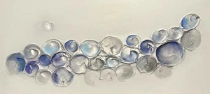 Splendida arte astratta su tela originale testurizzata argento, blu e grigio - Foto 1 di 6