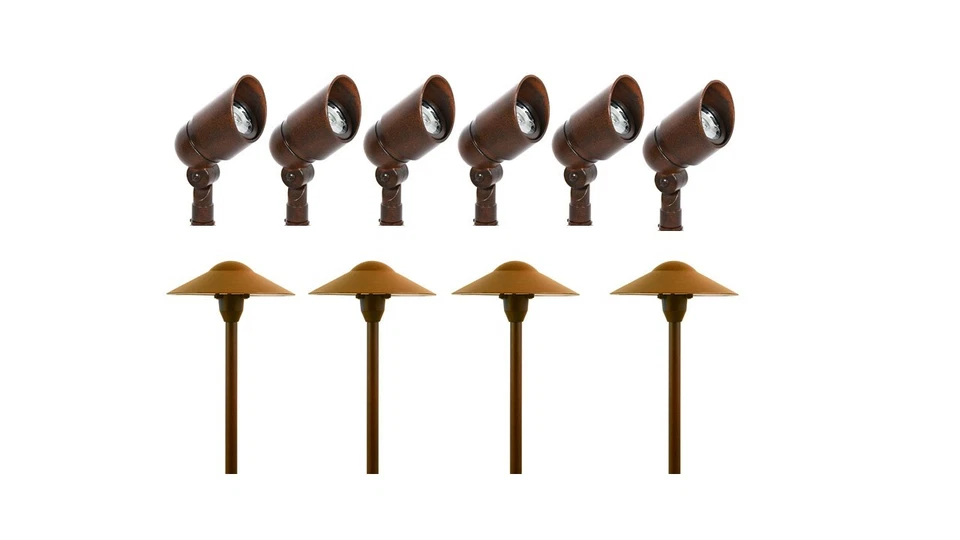 Low Voltage Landscape Lighting LED 6 Spot Light and 4 Path Light 10 pc Kit - Image 1 of 4