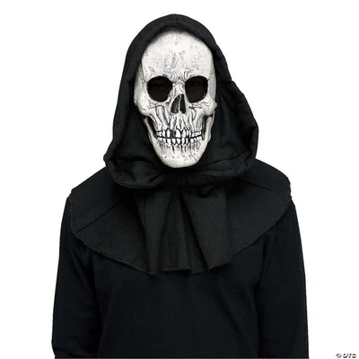 Adults Reaper Horror Mask With Black Shroud - Creepy Scary Halloween Costume Acc - Image 1 of 4