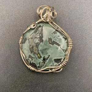 Sterling Silver Wire Wrapped kambaba jasper Large Stone Pendant Handmade 925 - Picture 1 of 8