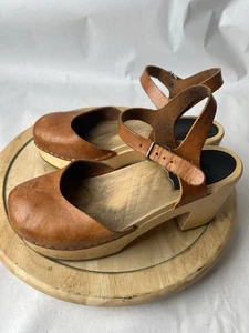 Women’s HASBEENS Brown Swedish Clog Shoes - EU Size 38 - Picture 1 of 8