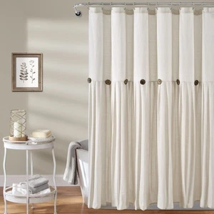 Linen Button Shower Curtain, 72" x 72", Off White - Picture 1 of 6