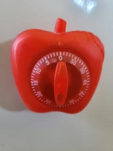Red Apple Shaped Kitchen Frige Plastic Timer School Teacher Turn To Set 1-60 Min - Picture 1 of 6