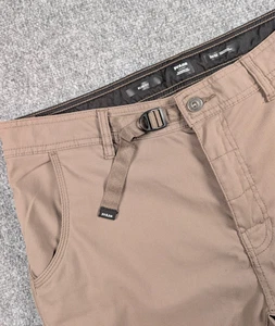 Prana Stretch Zion Pants Mens 34/32 Brown/Gray Belted Hiking Outdoor - Picture 1 of 11