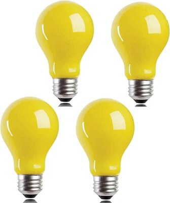 4 Packs 3W A19 LED Bug Light Bulbs Yellow LED Bulbs E26 Outdoor Bug Light Bulb - Image 1 of 4