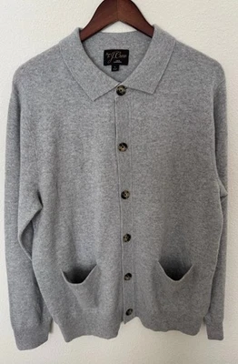 Cárdigan suéter J Crew 100 % cachemir para hombre gris talla L bolsillos clásico preppy Foto 1 de 4