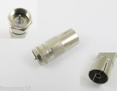 1pcs F Male Plug to PAL DVB-T TV IEC Female Jack Coaxial RF Connector Adapter - Image 1 of 4