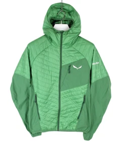 Salewa Ortles Hybrid Jacket Men M Green Zipper Hood Logo Lightweight - Picture 1 of 10