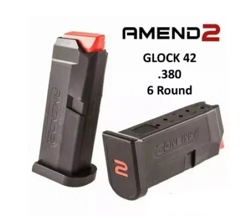 Магазин автомобильный Amend2 A2GLOCK42BLK Glock 42 на 6 патронов черный .380 G42 Mag JH - Изображение 1 из 1