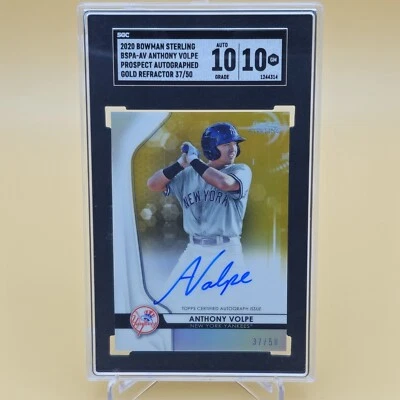 2020 Bowman Sterling Anthony Volpe Prospect Auto Gold #/50 GEM MINT 10 Yankees  - Image 1 of 4