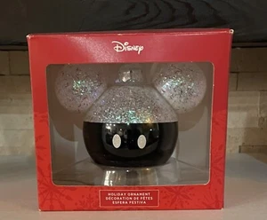 Hallmark Holiday Christmas Ornament Disney Mickey Mouse Ears Glass BLACK - Picture 1 of 4
