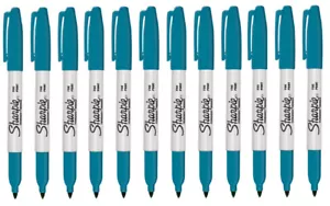 Sharpie Fine Permanent Marker Pen Peacock Blue 12 Pack - Picture 1 of 1