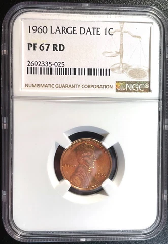1960 P 1c PF67 RD LARGE DATE PROOF RED LINCOLN MEMORIAL CENT NGC Cover