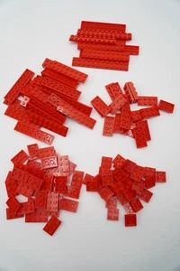 125 Lego Plates Red Lot of Building Pieces Variety 2x2 2x3 2x4 2x6 - Picture 1 of 2