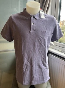 Herren-Poloshirt Essentials Mesh Slim Fit von Superdry, Größe Large, irislila meliert - Bild 1 von 4