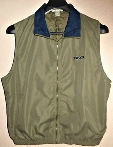 Men's Izod Golf Vest Green Latte Large Full Zip Jacket Izod Golf Logo Spellout - Picture 1 of 5
