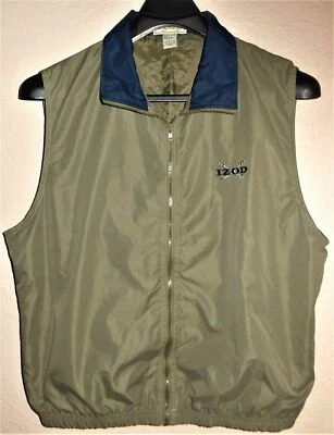 Men's Izod Golf Vest Green Latte Large Full Zip Jacket Izod Golf Logo Spellout - Image 1 of 4