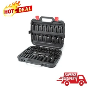 Complete 1/2" Drive Impact Socket Set 60 Pieces, SAE & Metric, Black - Picture 1 of 7
