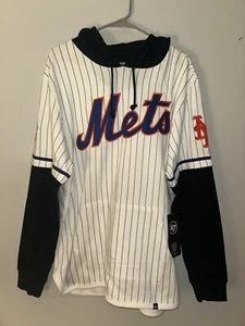 New York Mets '47 Brand Pinstripe Double Header Pullover Hoodie Mens Size Medium - Picture 1 of 6