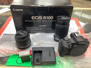 Canon EOS R100 24.1MP Spiegellose Kamera - Schwarz (Kit mit RF-S 18-45mm und RF-S - Bild 1 von 7