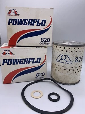 (2) Filtro de aceite Powerflo 820 vintage, piezas americanas ¡nuevo en caja!! Foto 1 de 4